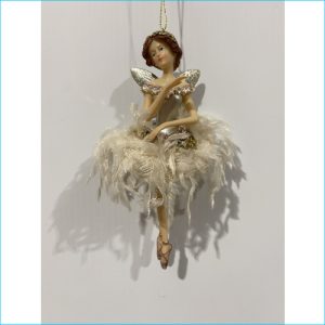 Ballerina Fairy White Orna 16cm