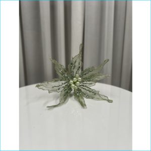 Poinsettia Clip Green Pearl B 22cm