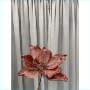 Velvet Magnolia Stem Pink/Gold 60cm