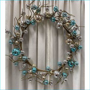 Wreath Blue Silver Gold Baubles 40cm